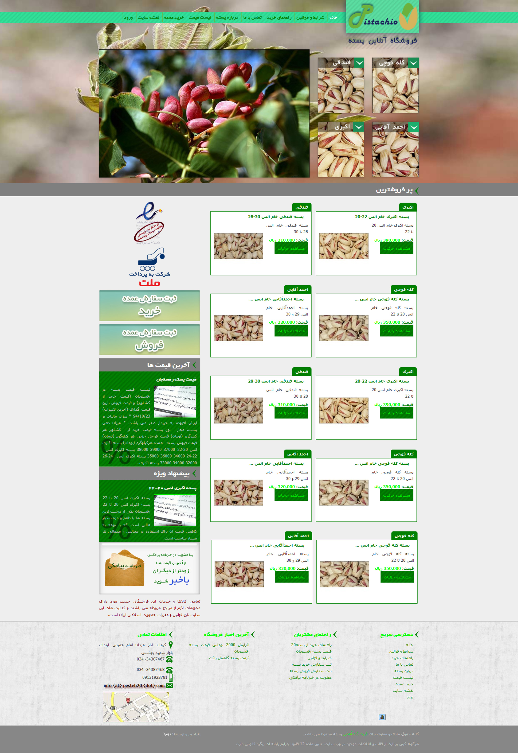 طراحی سایت فروشگاه اینترنتی پسته ۲۰